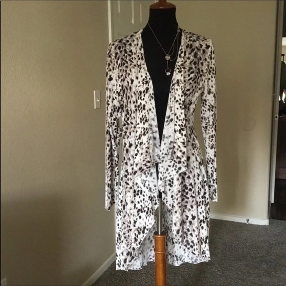 Sweaters - Long Cascading Leopard Jacket Sweater Medium